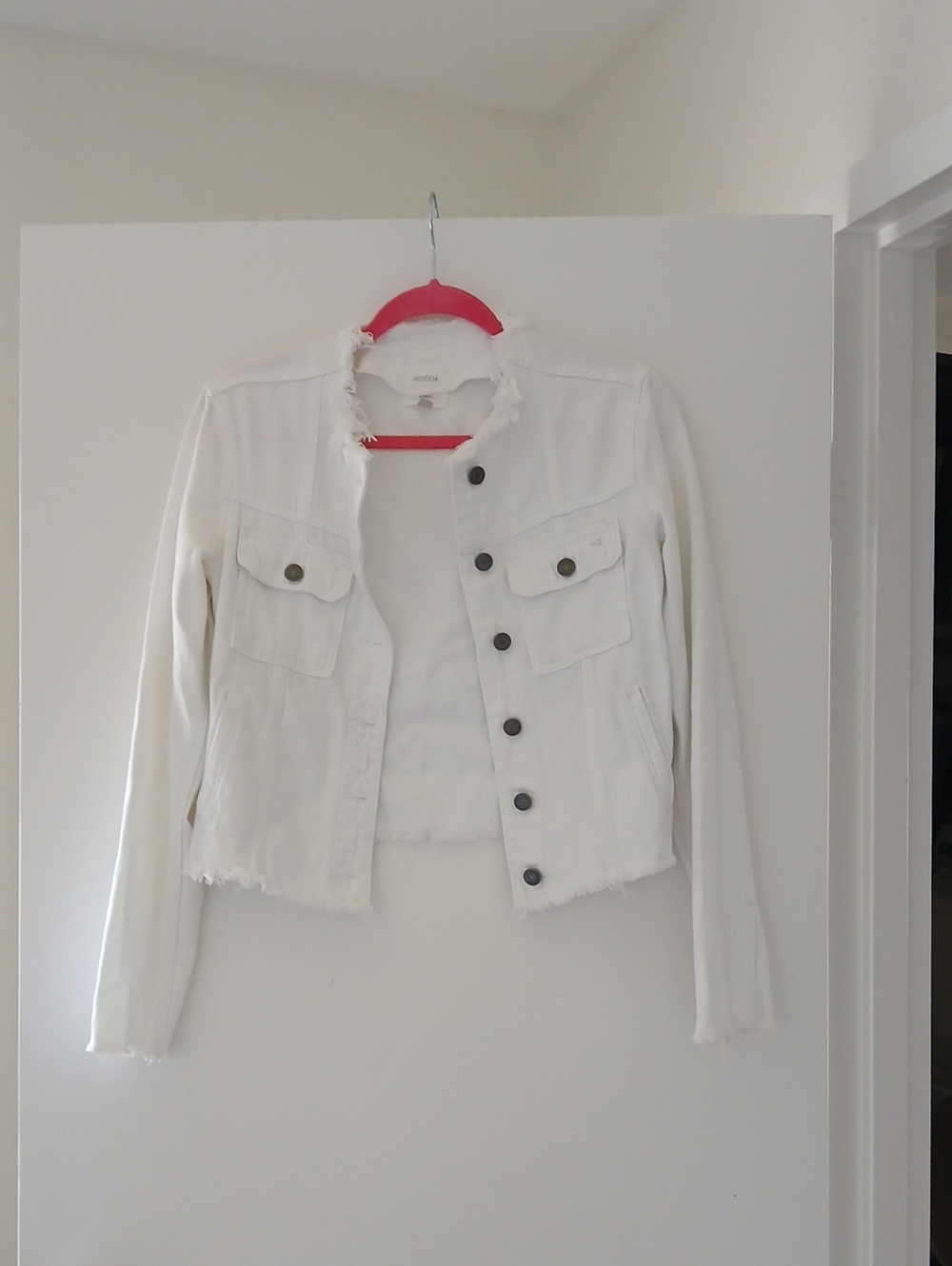 Hidden White Cropped Denim Jacket Nwot